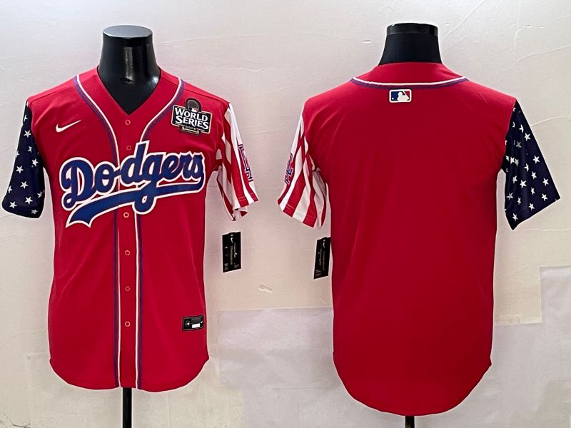 Men Los Angeles Dodgers Blank Red a generation of national flags Joint name 2025 Nike MLB Jersey style 5
